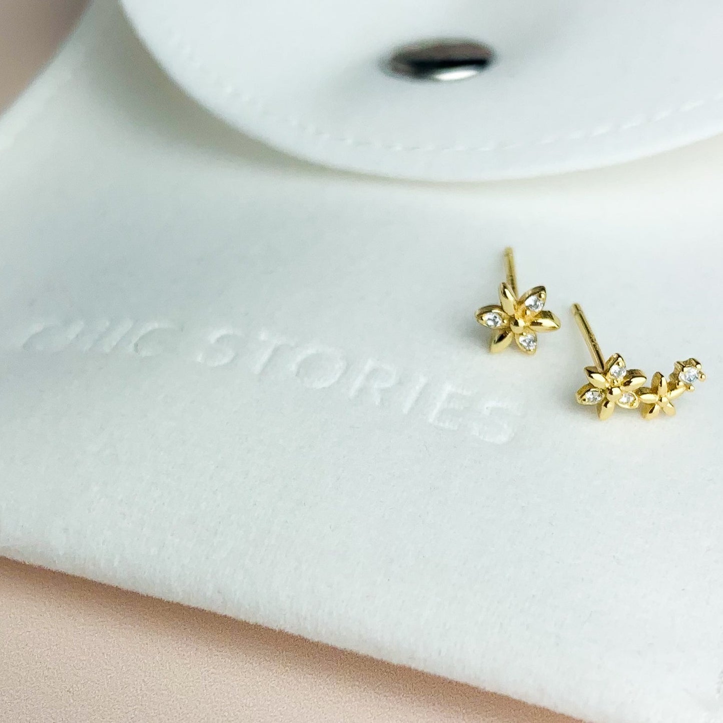 Asymmetrical Flower Stud Earrings