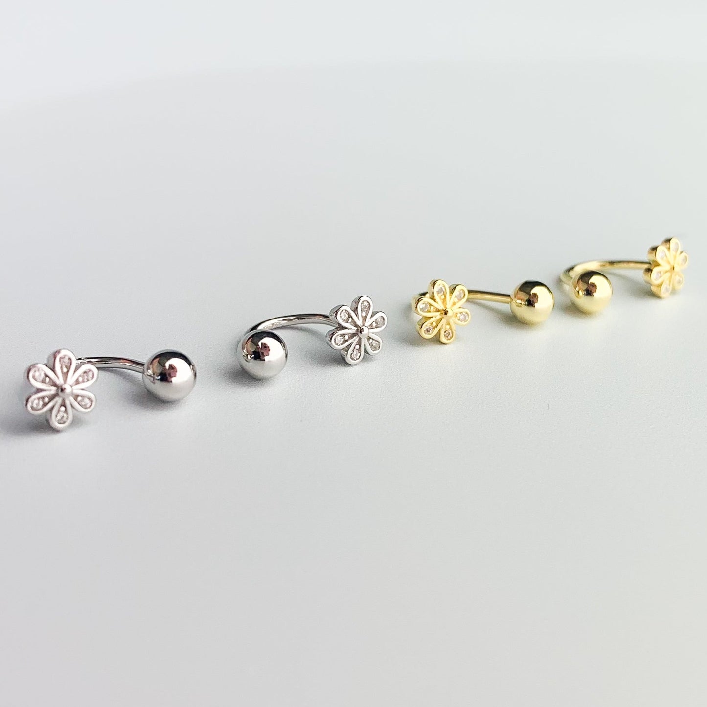 Screw Back Flower Ear Jacket Earrings