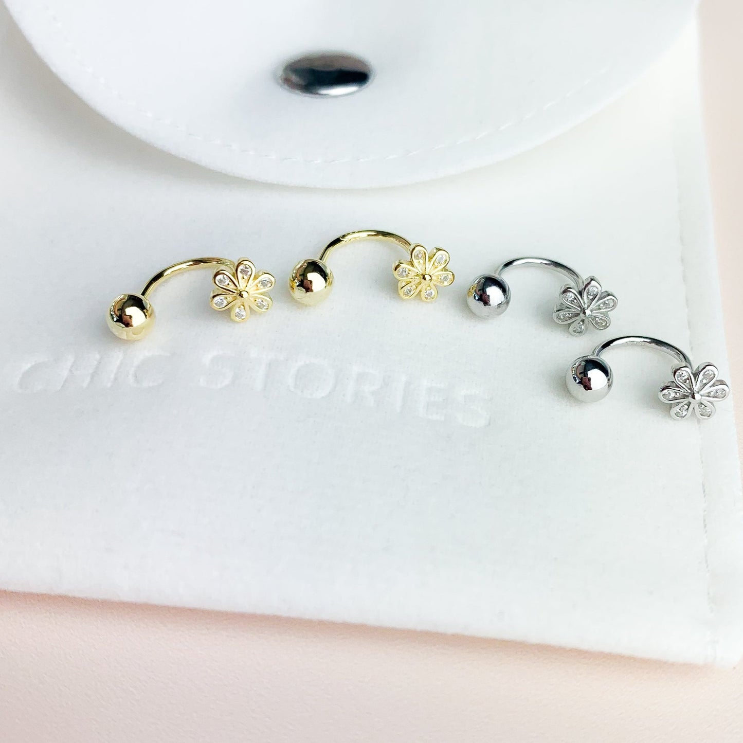 Screw Back Flower Ear Jacket Earrings