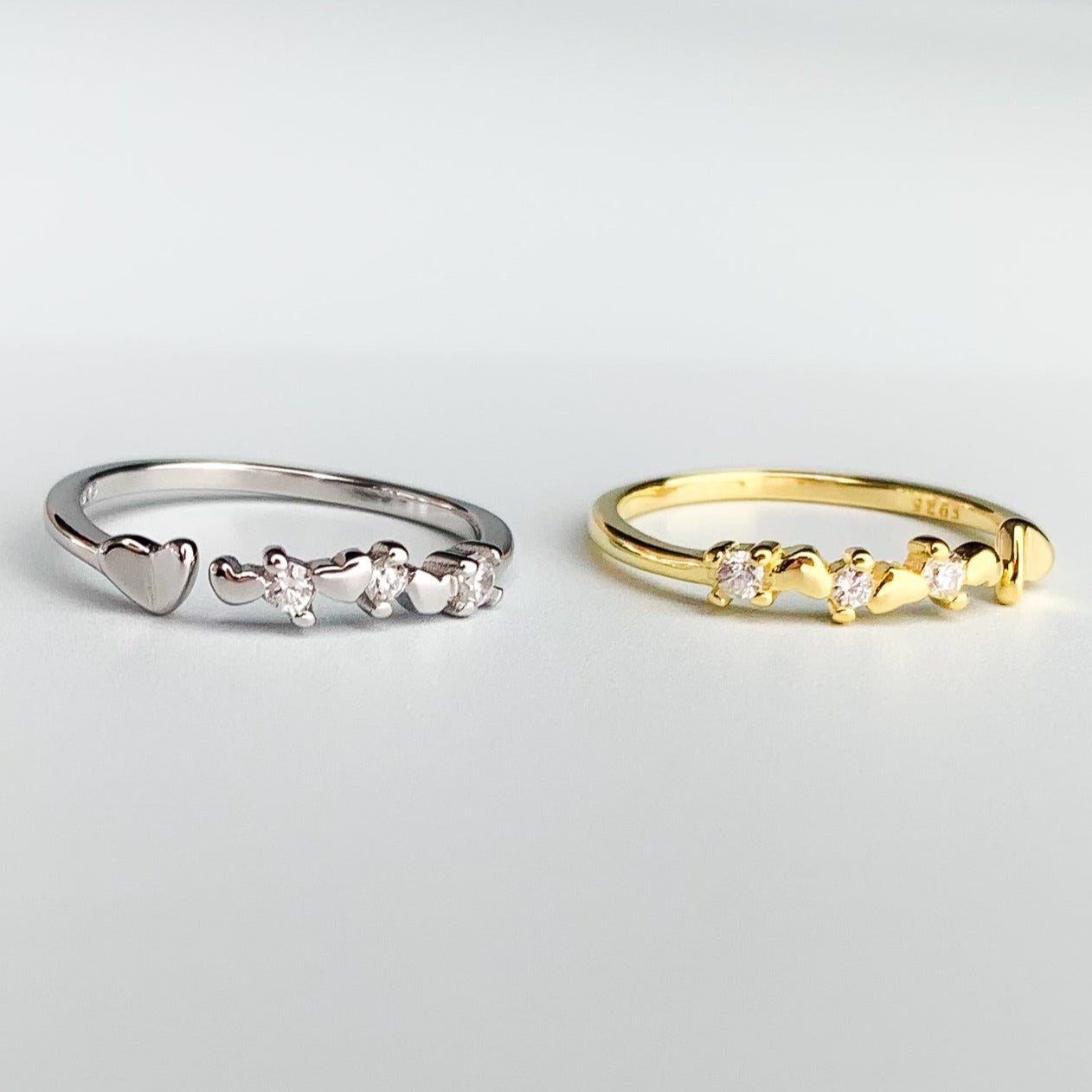 Heart and Crystal Cluster Adjustable Ring