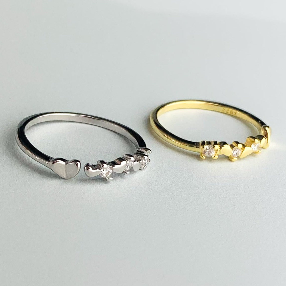 Heart and Crystal Cluster Adjustable Ring