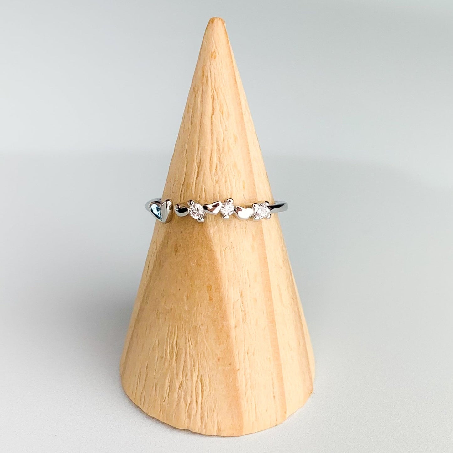 Heart and Crystal Cluster Adjustable Ring