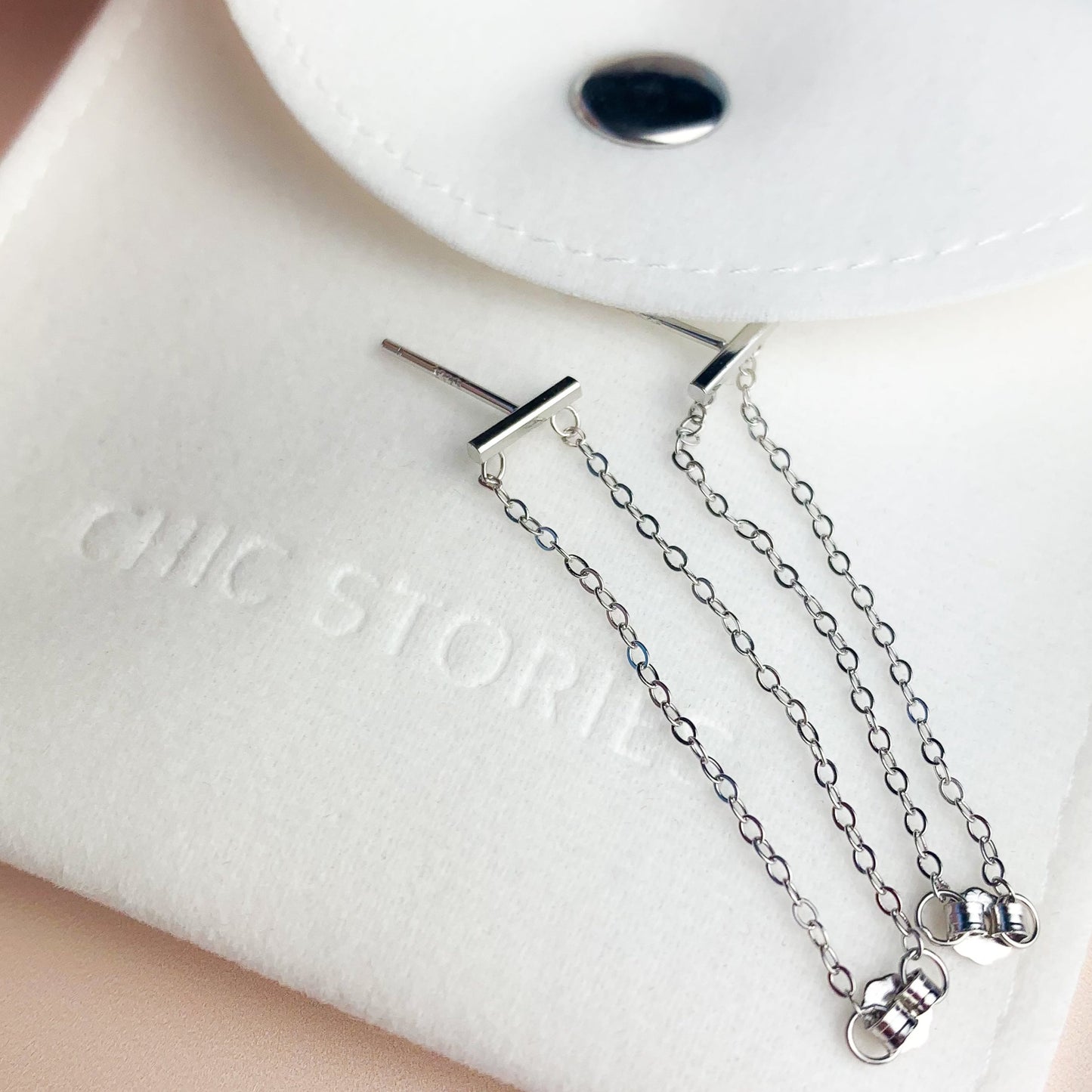 Double Chain Loop Stud Earrings