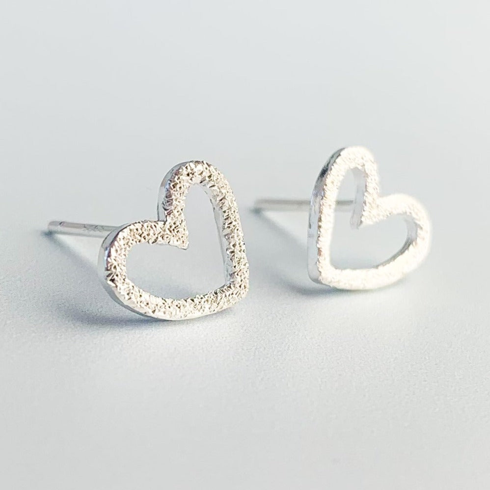 Textured Heart Stud Earrings