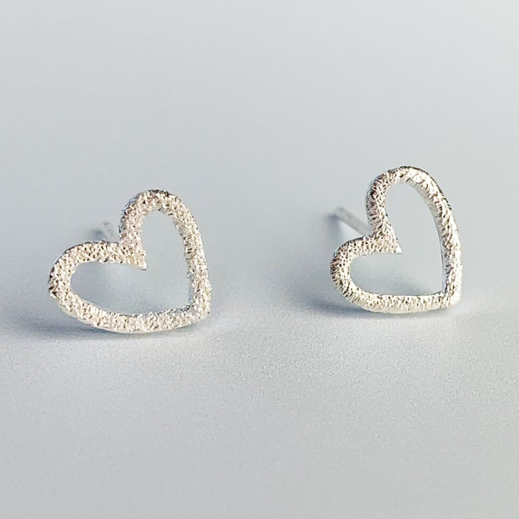 Textured Heart Stud Earrings