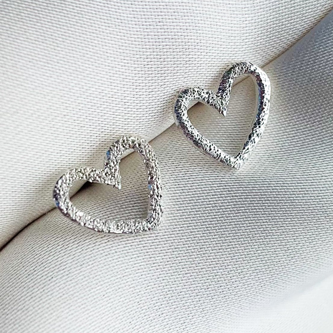 Textured Heart Stud Earrings