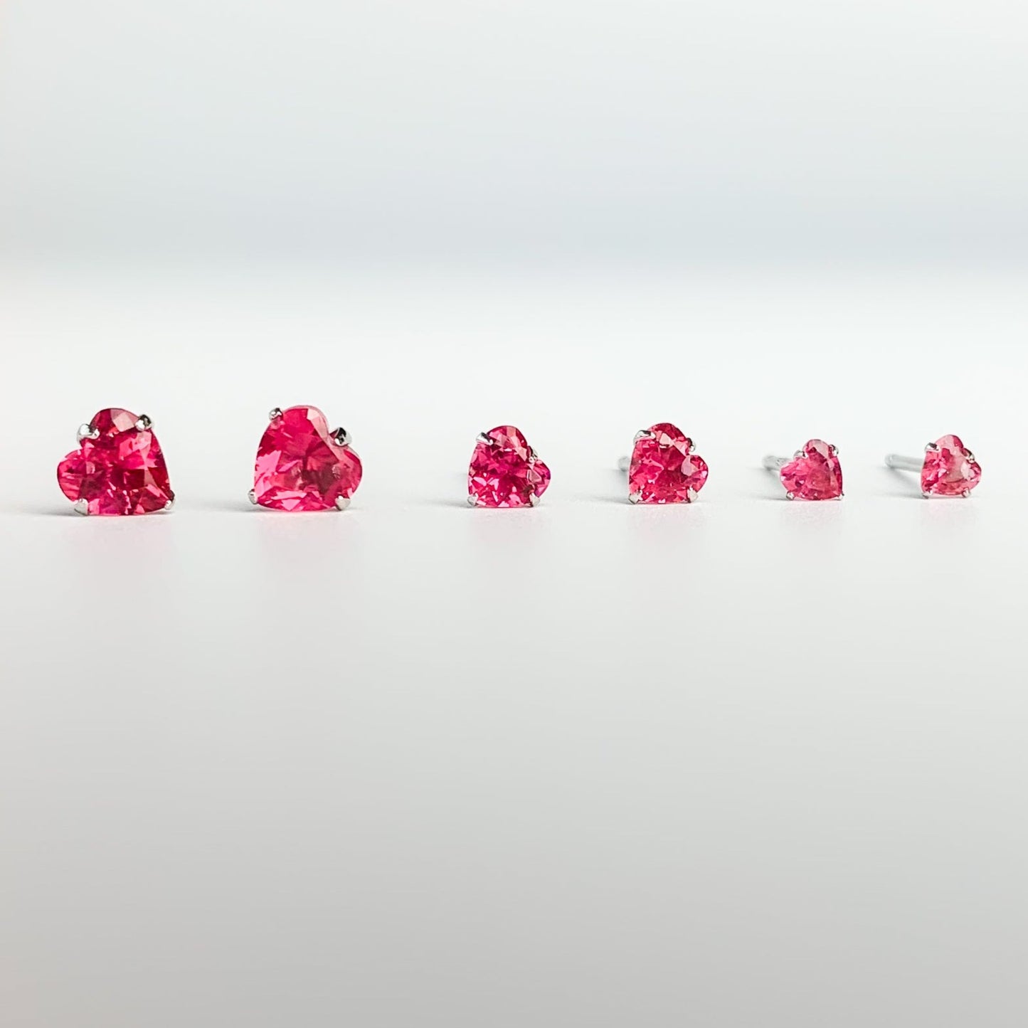 Pink Crystal Heart Stud Earrings