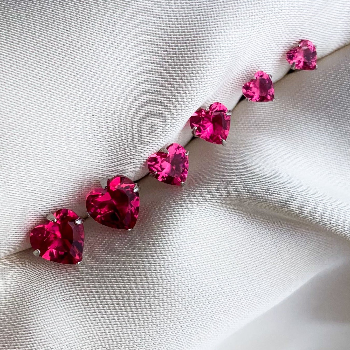 Pink Crystal Heart Studs