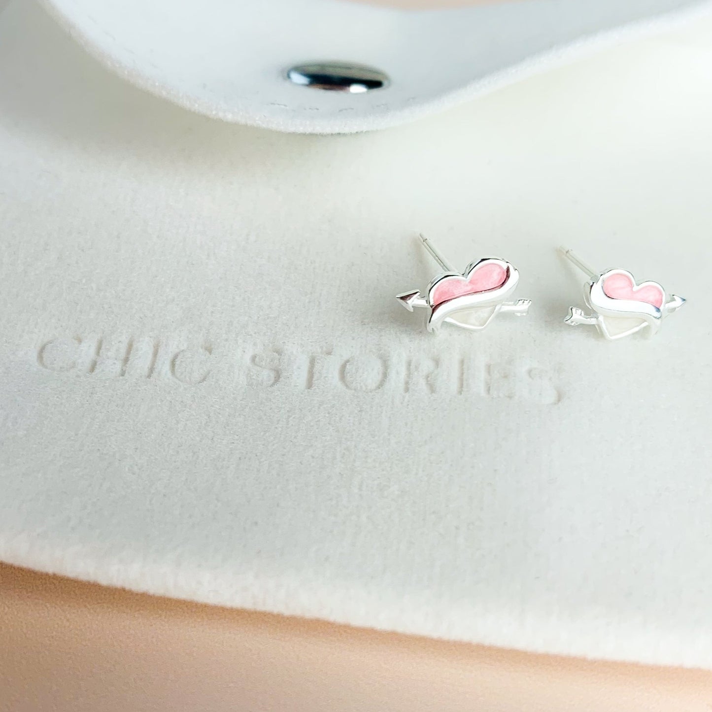 Cupid's Arrow and Heart Stud Earrings