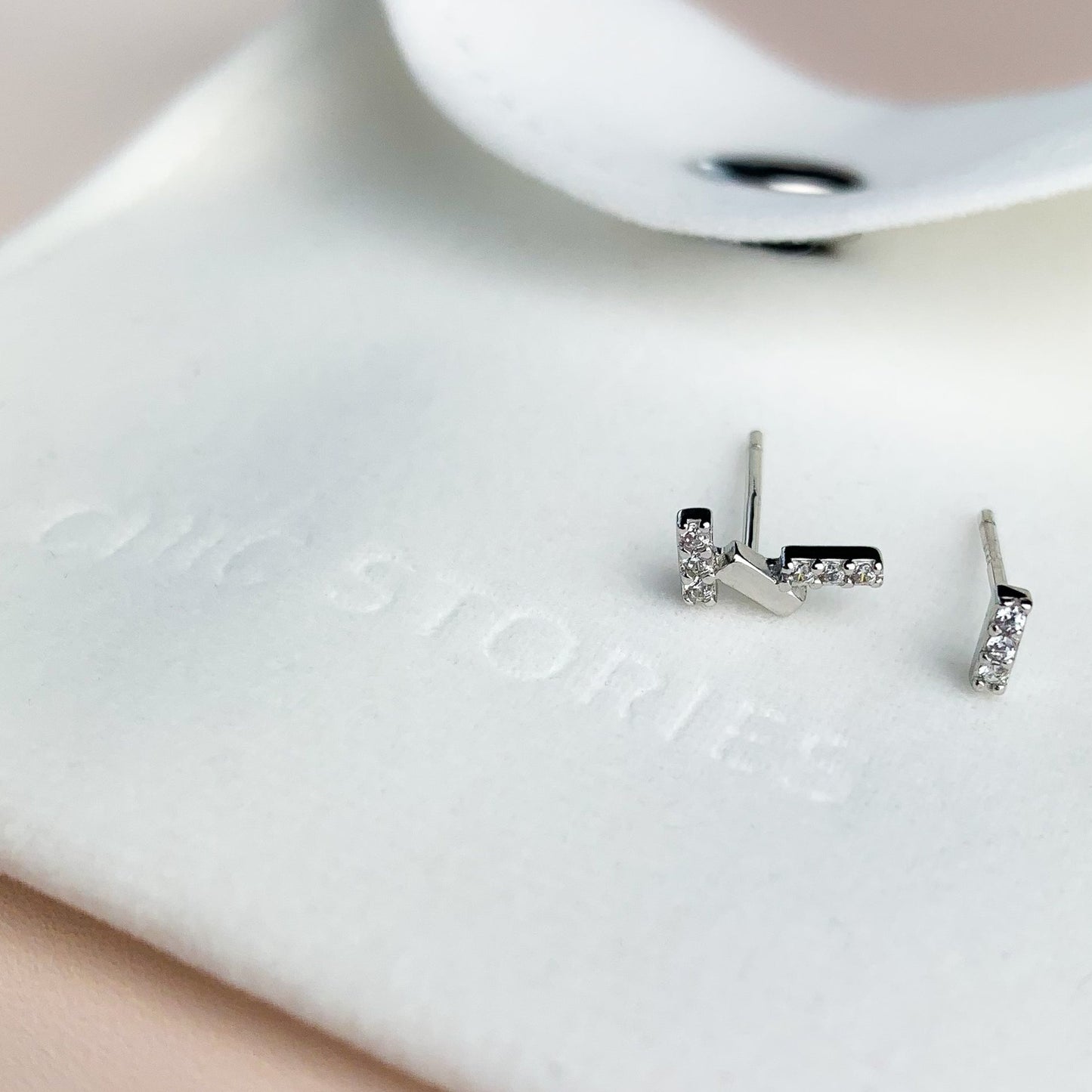Asymmetrical Crystal Bar Stud Earrings