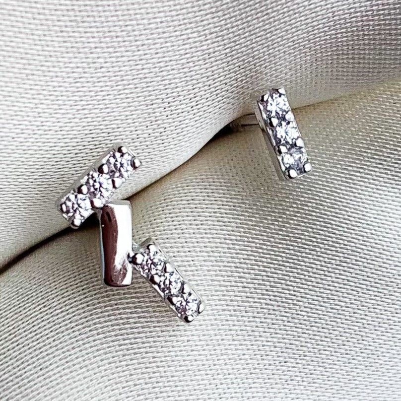Asymmetrical Crystal Bar Stud Earrings
