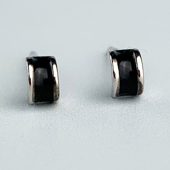 Black or White Curved Stud Earrings