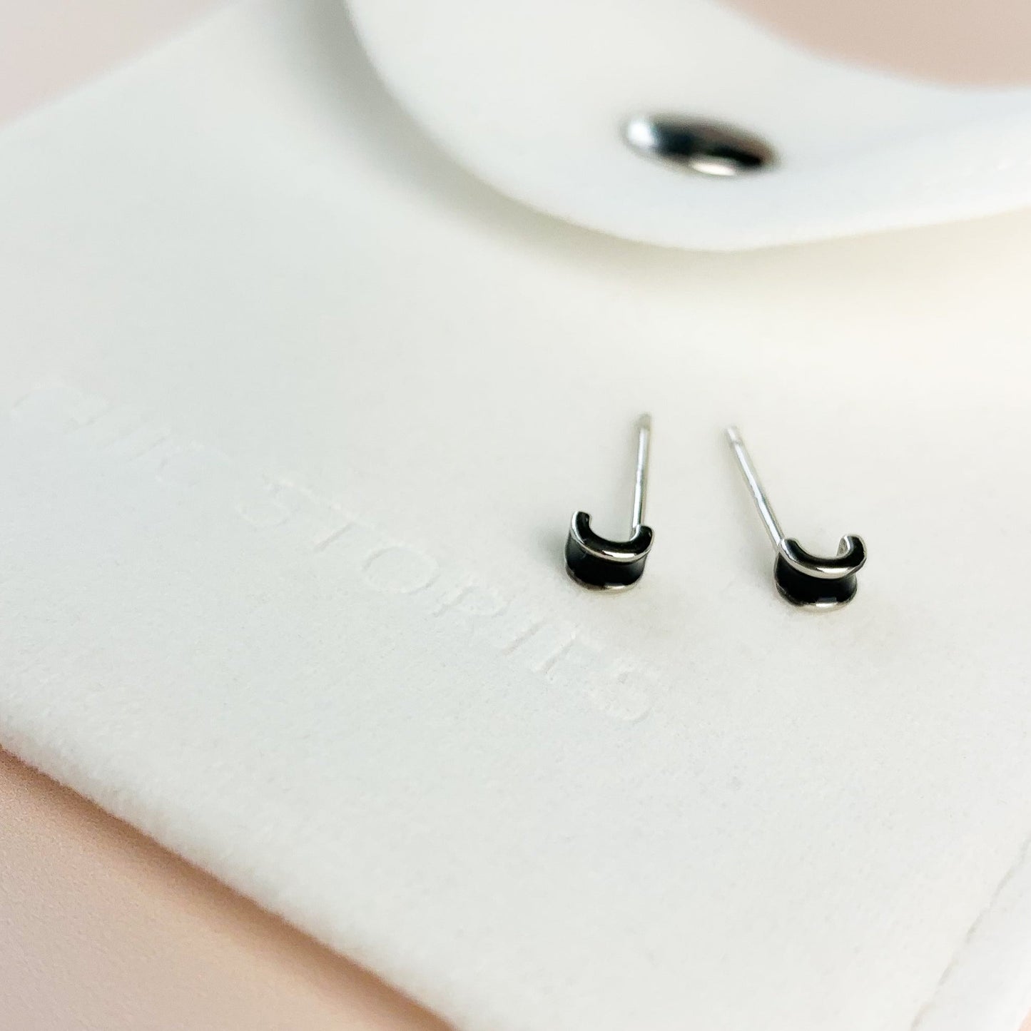 Black or White Curved Stud Earrings