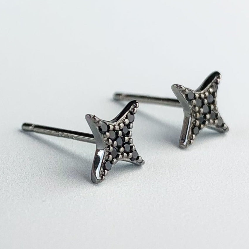 Black Crystal Cross Stud Earrings