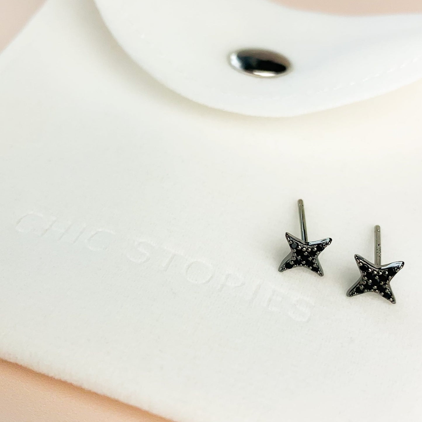 Black Crystal Cross Stud Earrings