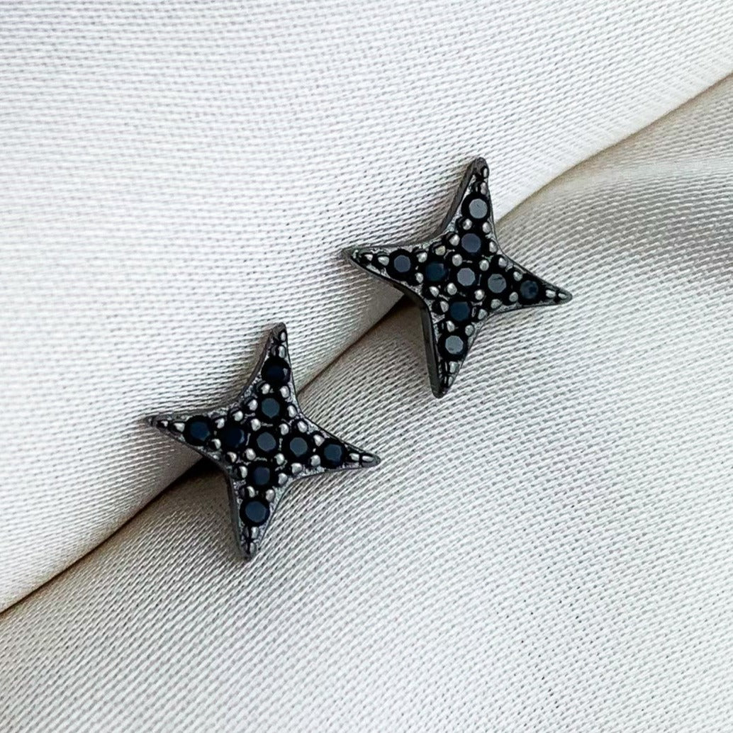Black Crystal Cross Stud Earrings