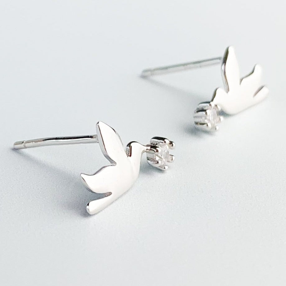 Crystal Dove Stud Earrings