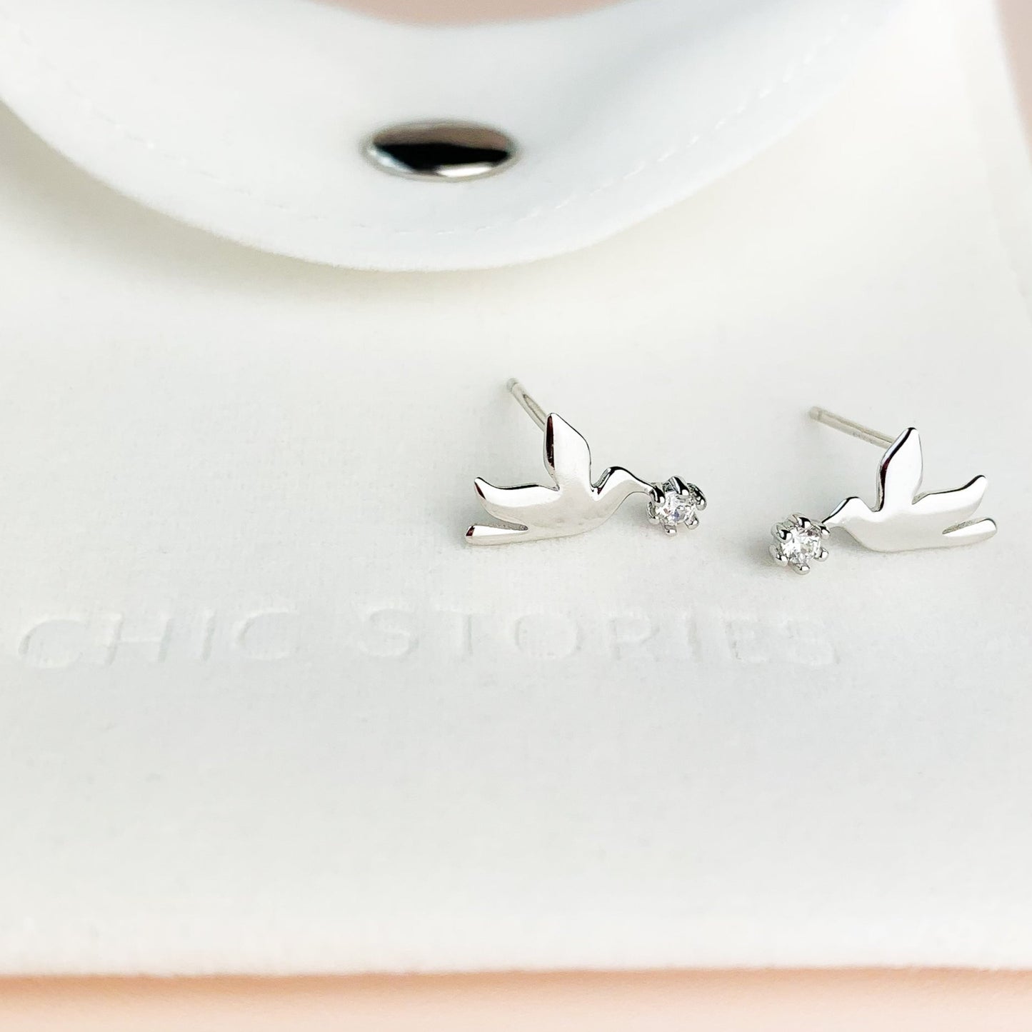Crystal Dove Stud Earrings