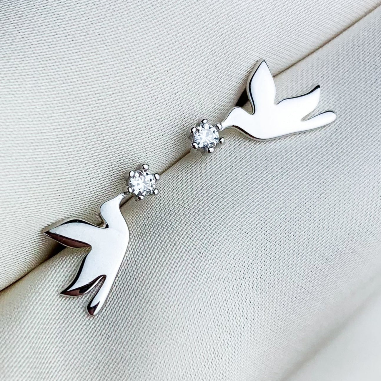 Crystal Dove Stud Earrings
