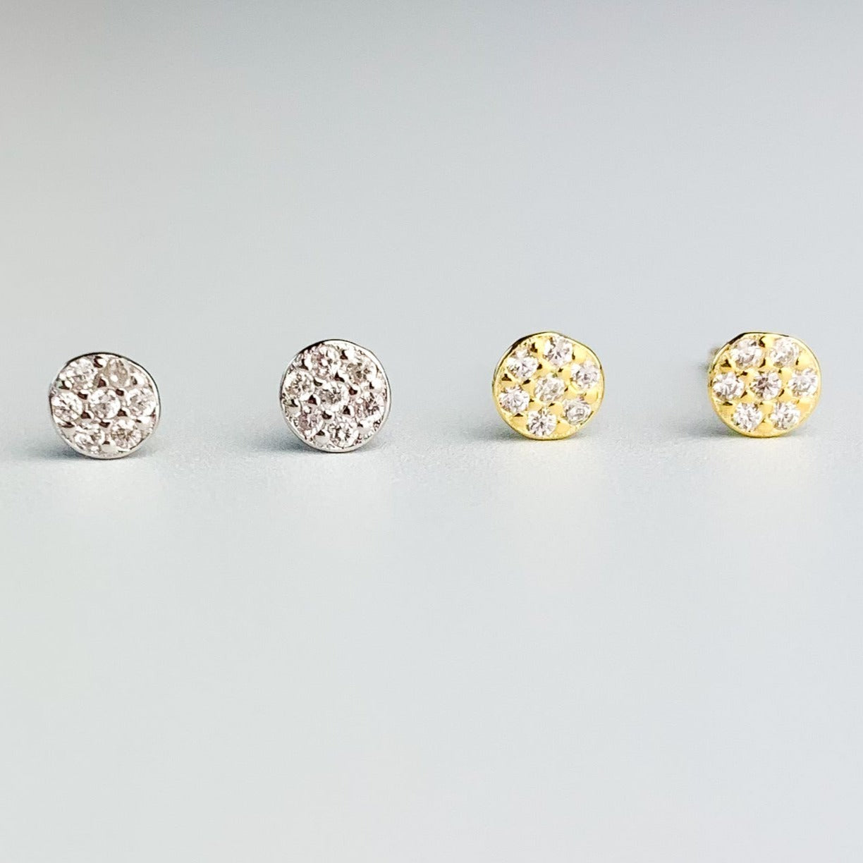 White Crystal Circle Stud Earrings