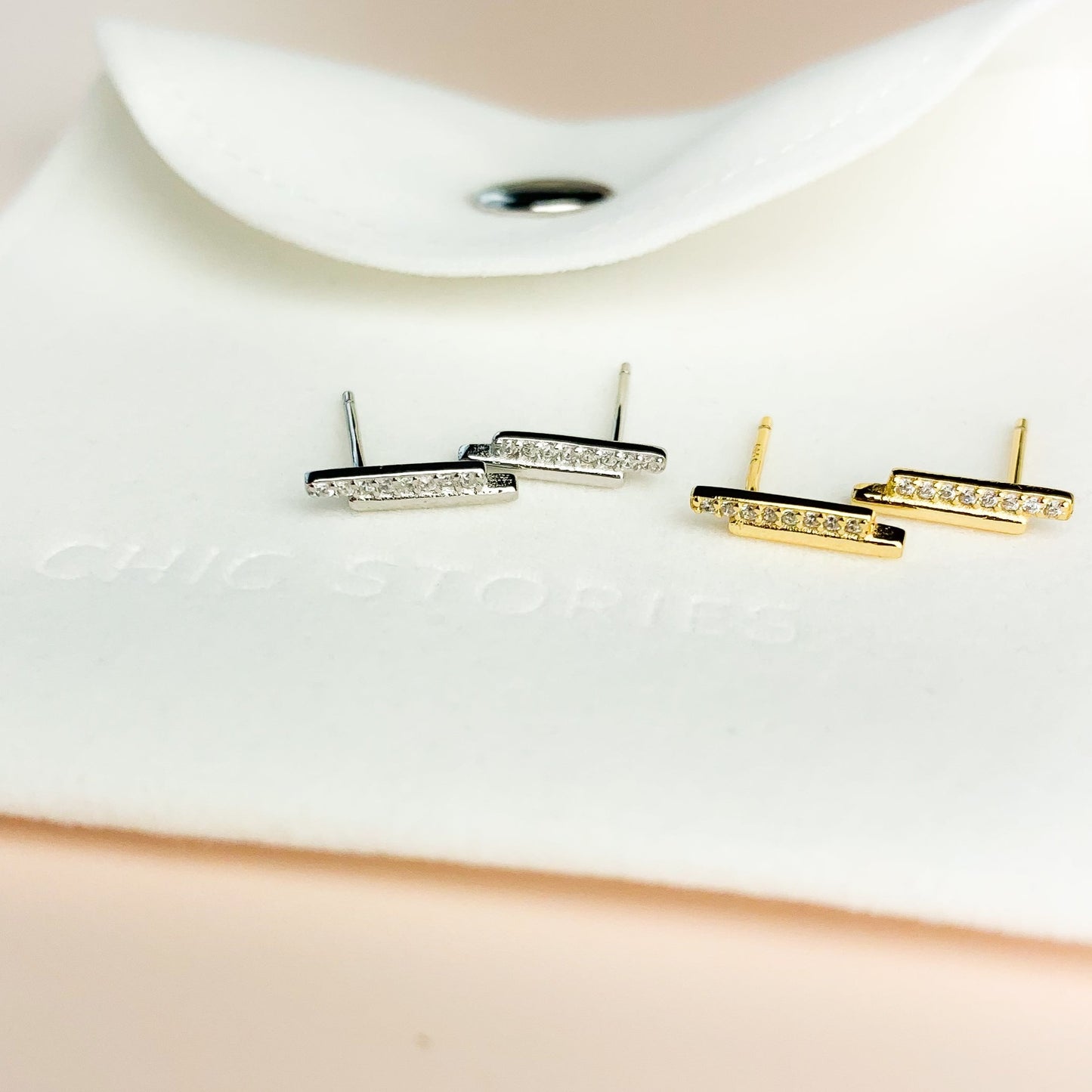 Double Bar Stud Earrings