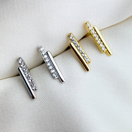 Crystal Bar Stud Earrings