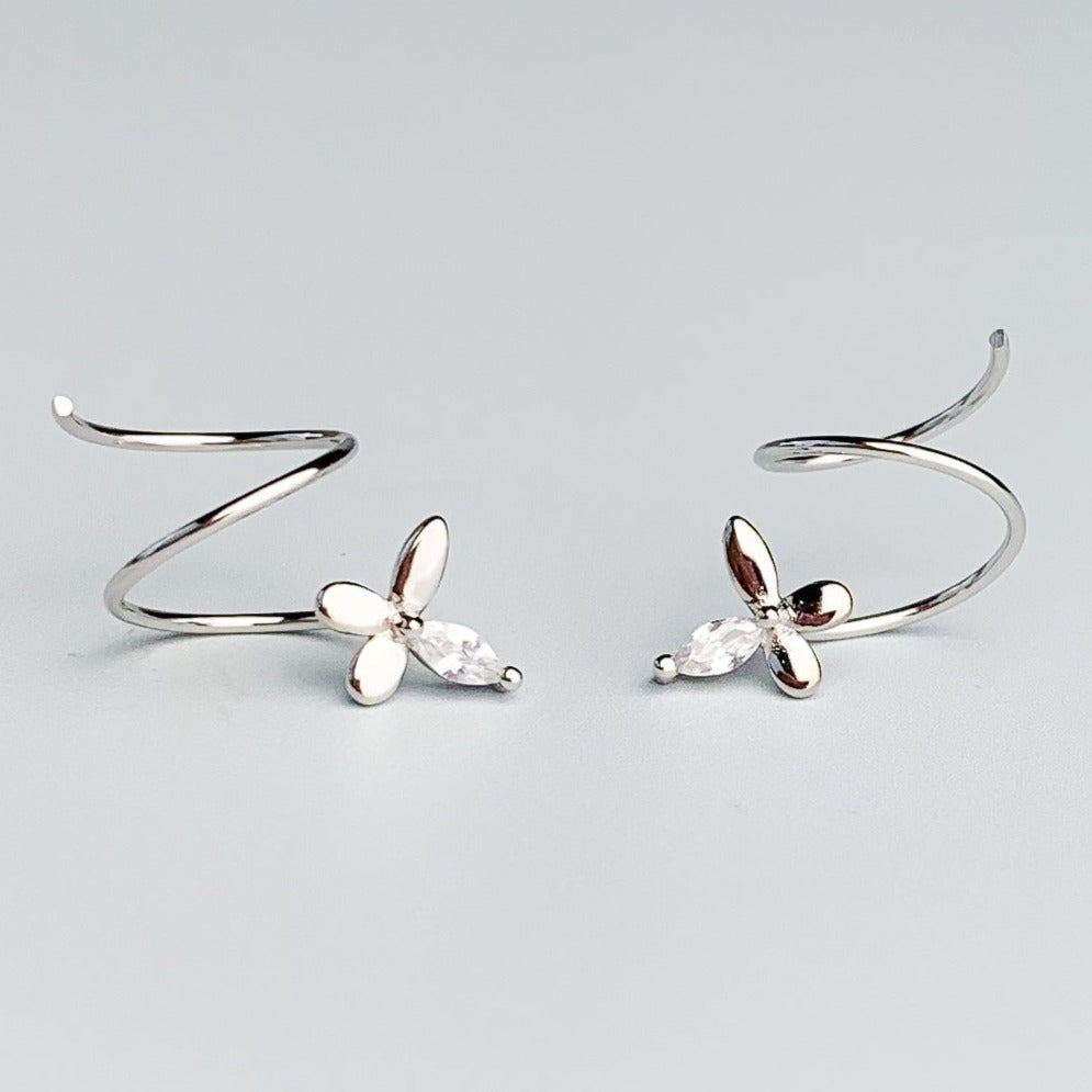 Crystal Butterfly Spiral Earrings