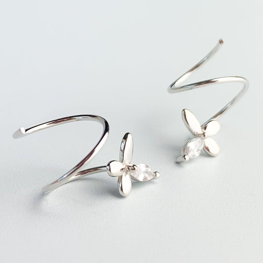 Crystal Butterfly Spiral Earrings