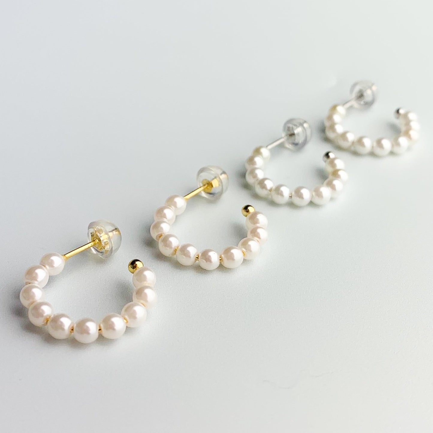 Pearl Huggie Hoop Earrings