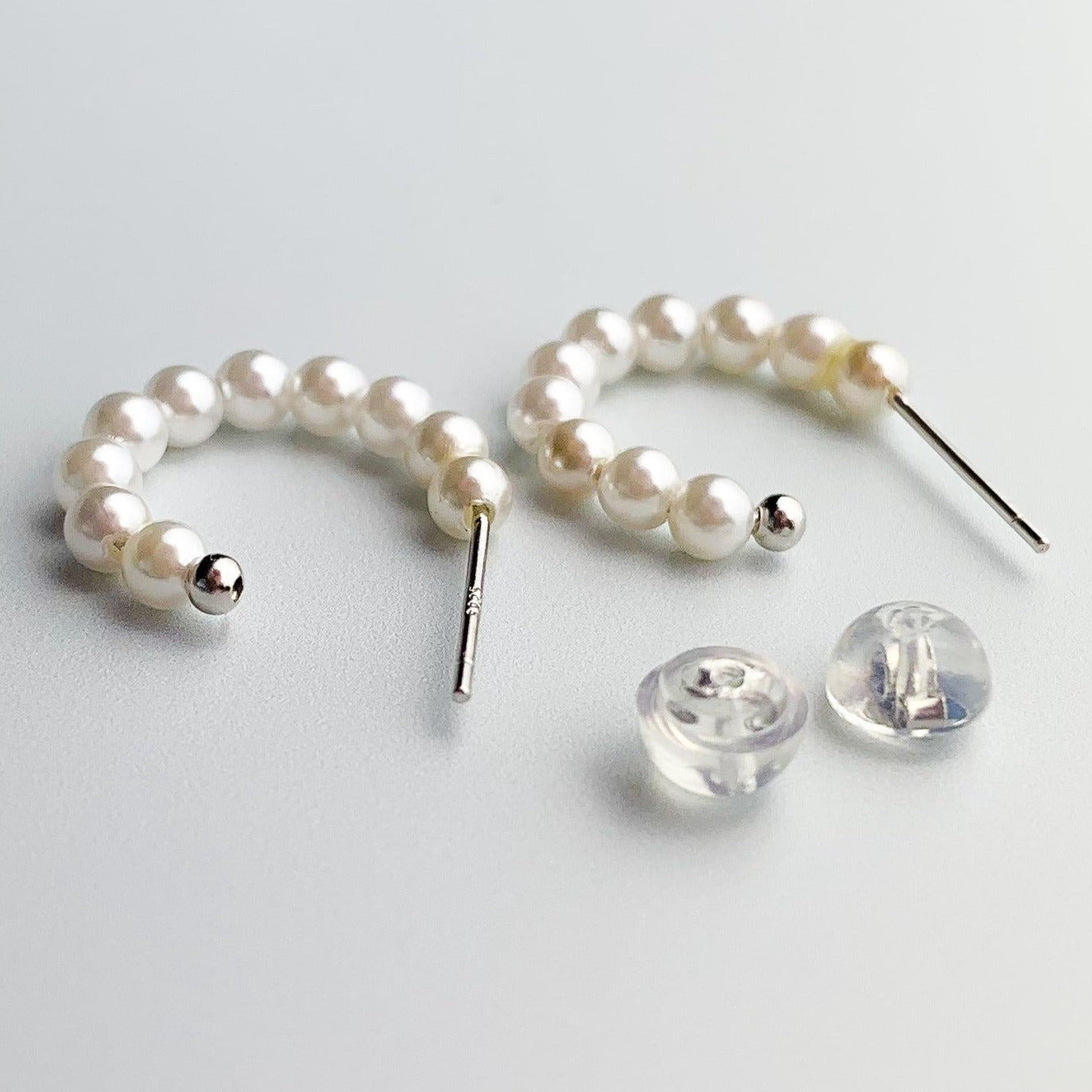 Pearl Huggie Hoop Earrings