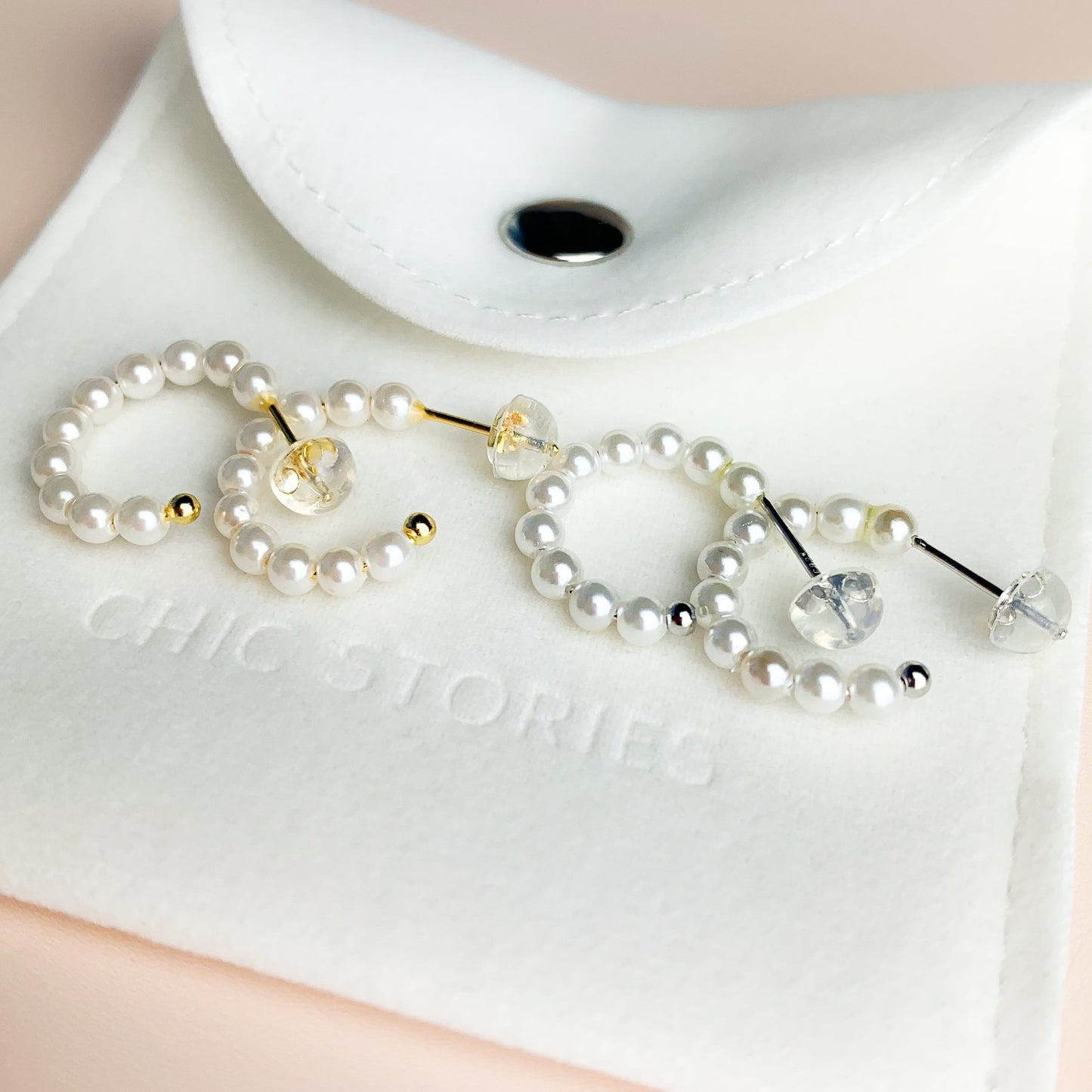 Pearl Huggie Hoop Earrings