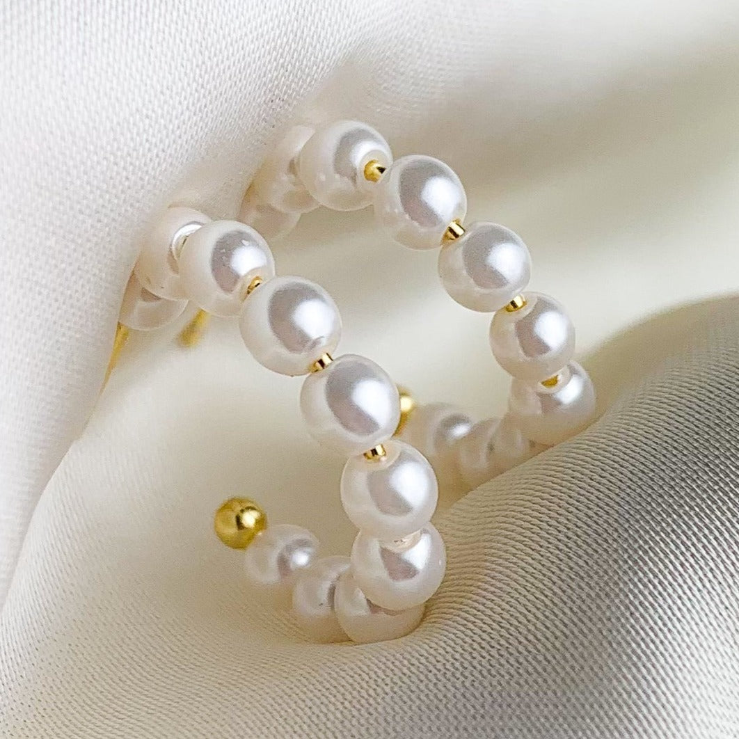 Pearl Huggie Hoop Earrings
