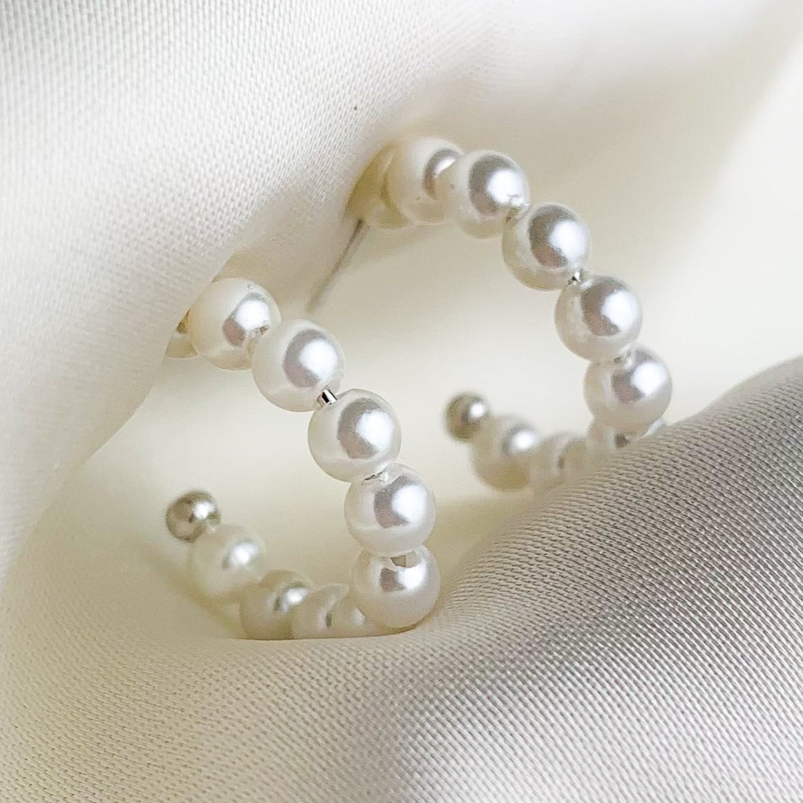 Pearl Huggie Hoop Earrings