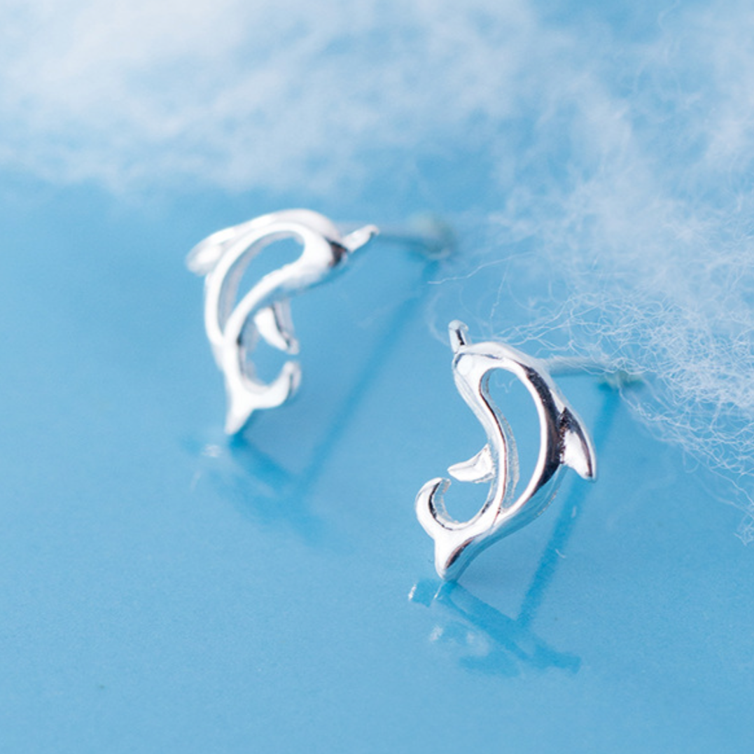 Tiny Dolphin Stud Earrings