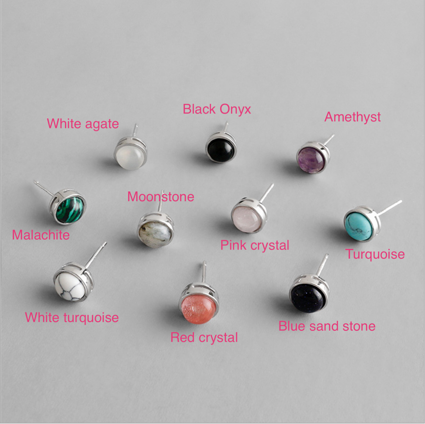 Circular Gemstone Stud Earrings