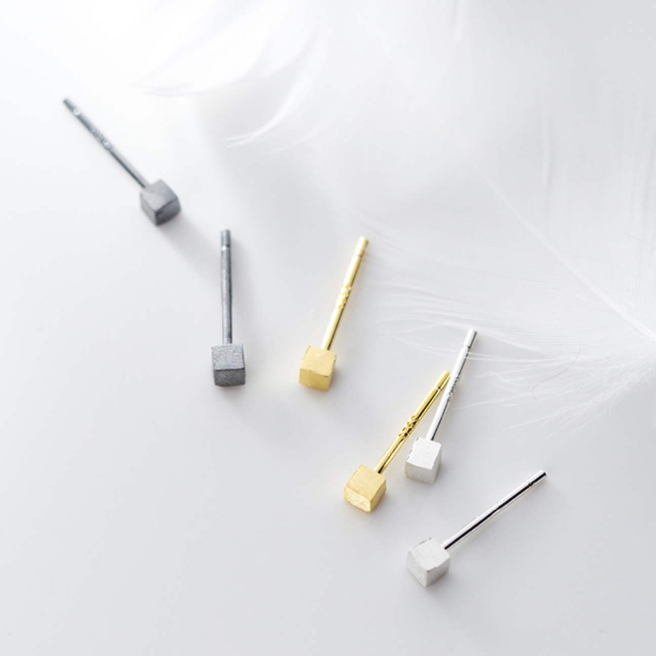 Tiny Square Stud Earrings