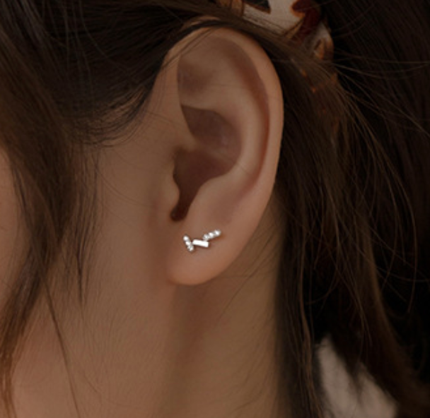 Asymmetrical Crystal Bar Stud Earrings