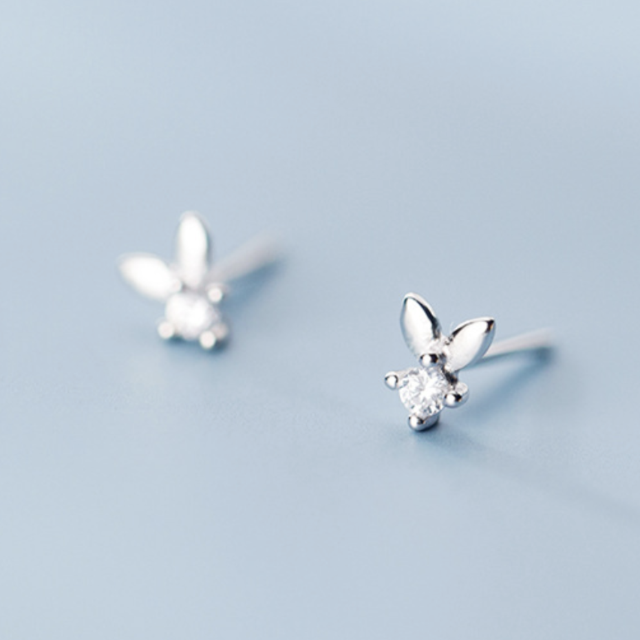 Crystal Bunny Ears Stud Earrings