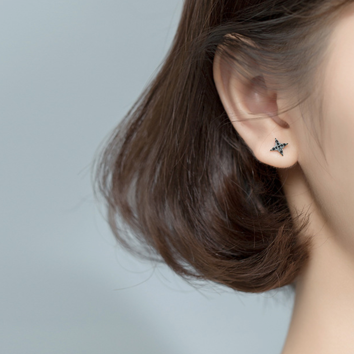Black Crystal Cross Stud Earrings