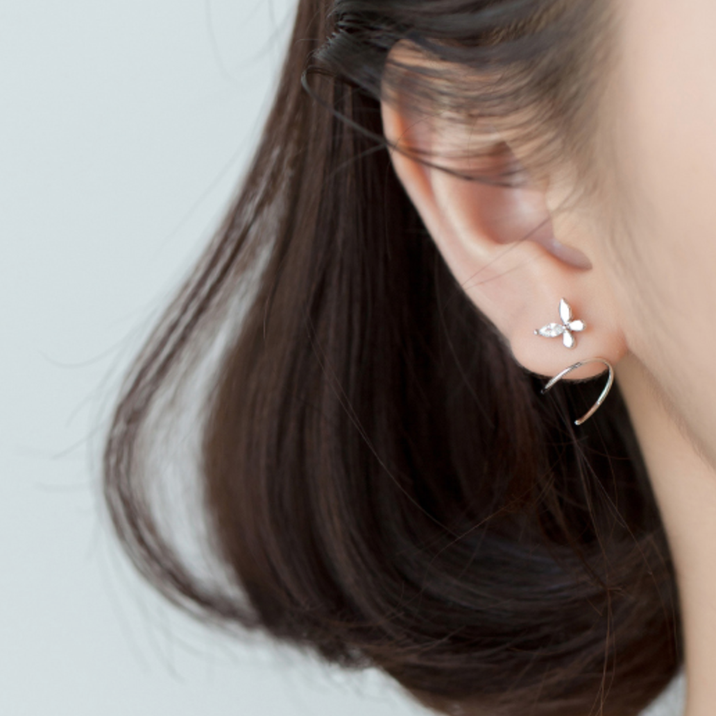Crystal Butterfly Spiral Earrings