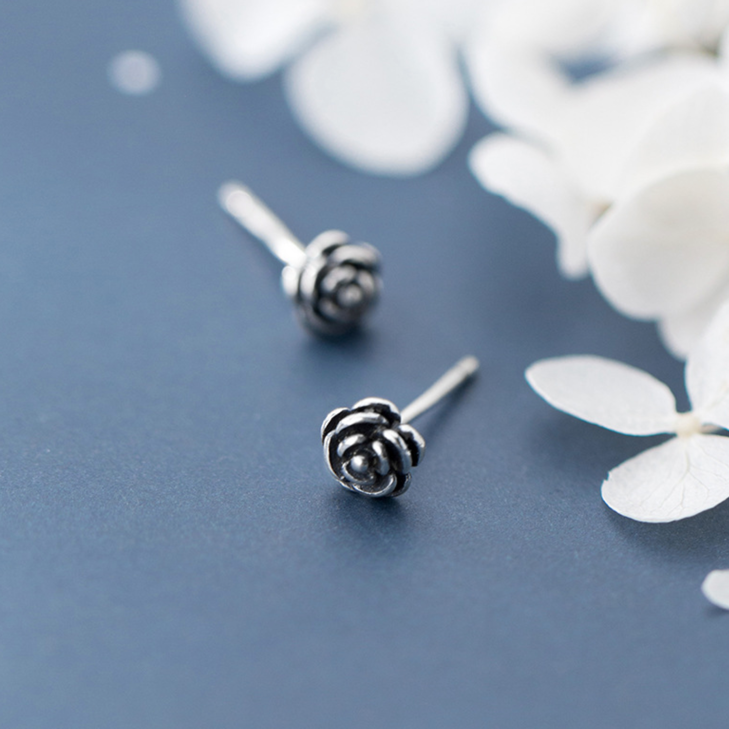 Rose Bud Stud Earrings