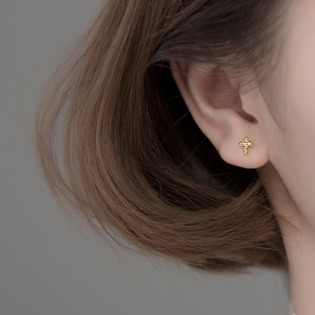 Bubble Cross Stud Earrings