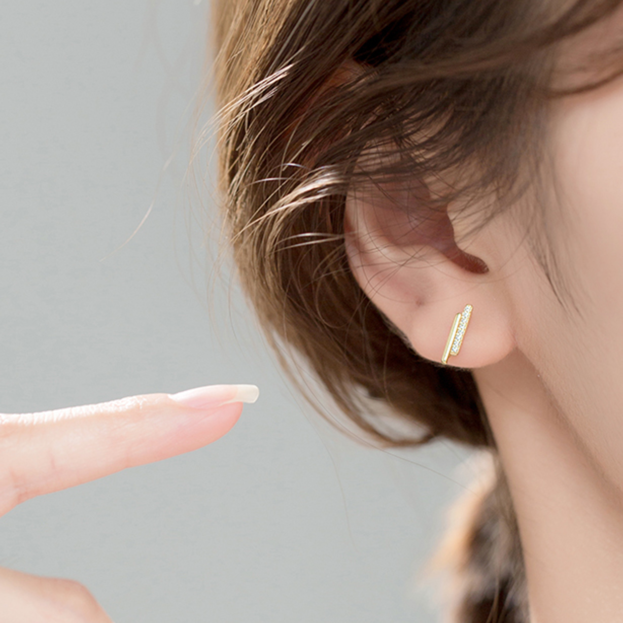 Crystal Bar Stud Earrings
