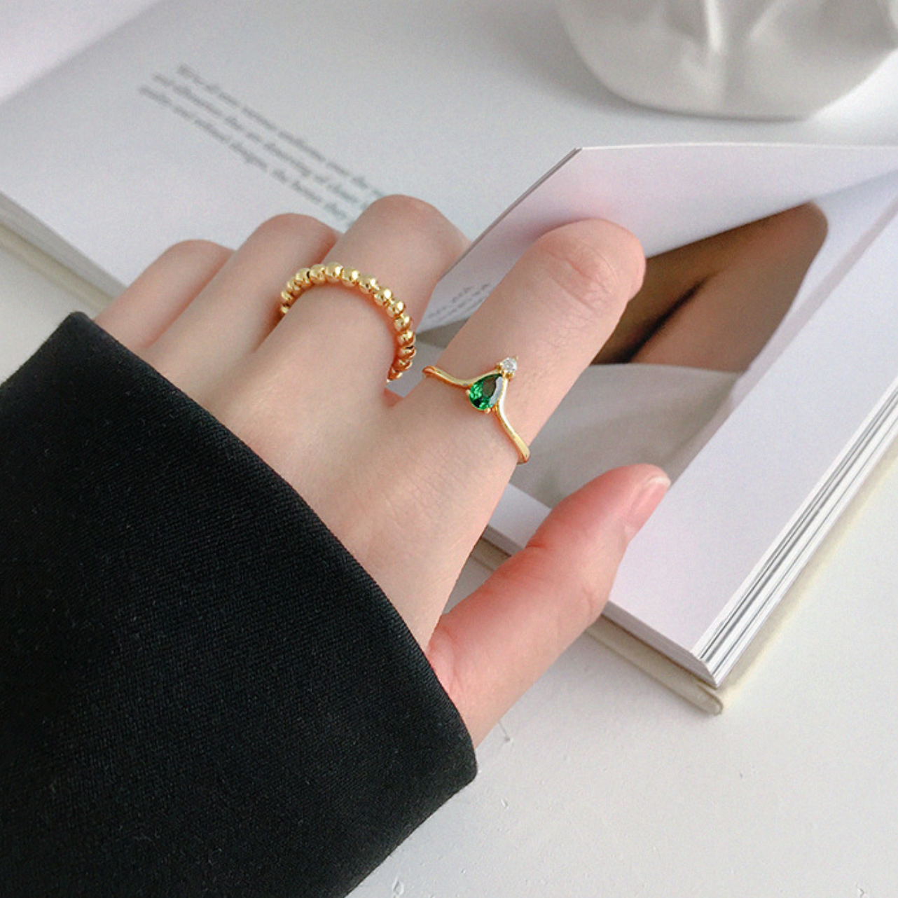 Sterling Silver Green Stone Ring