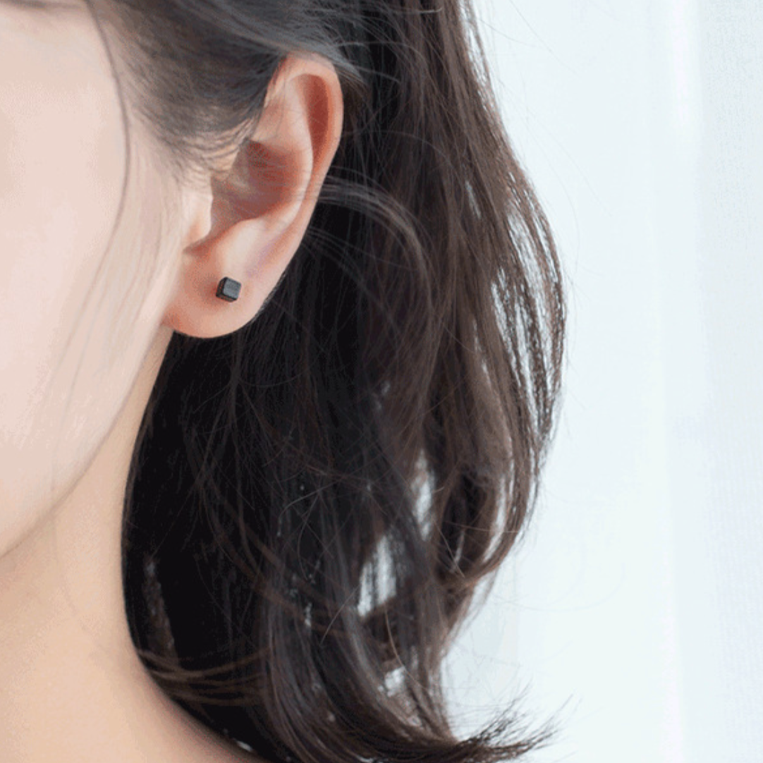 Purple Shimmer Cube Stud Earrings