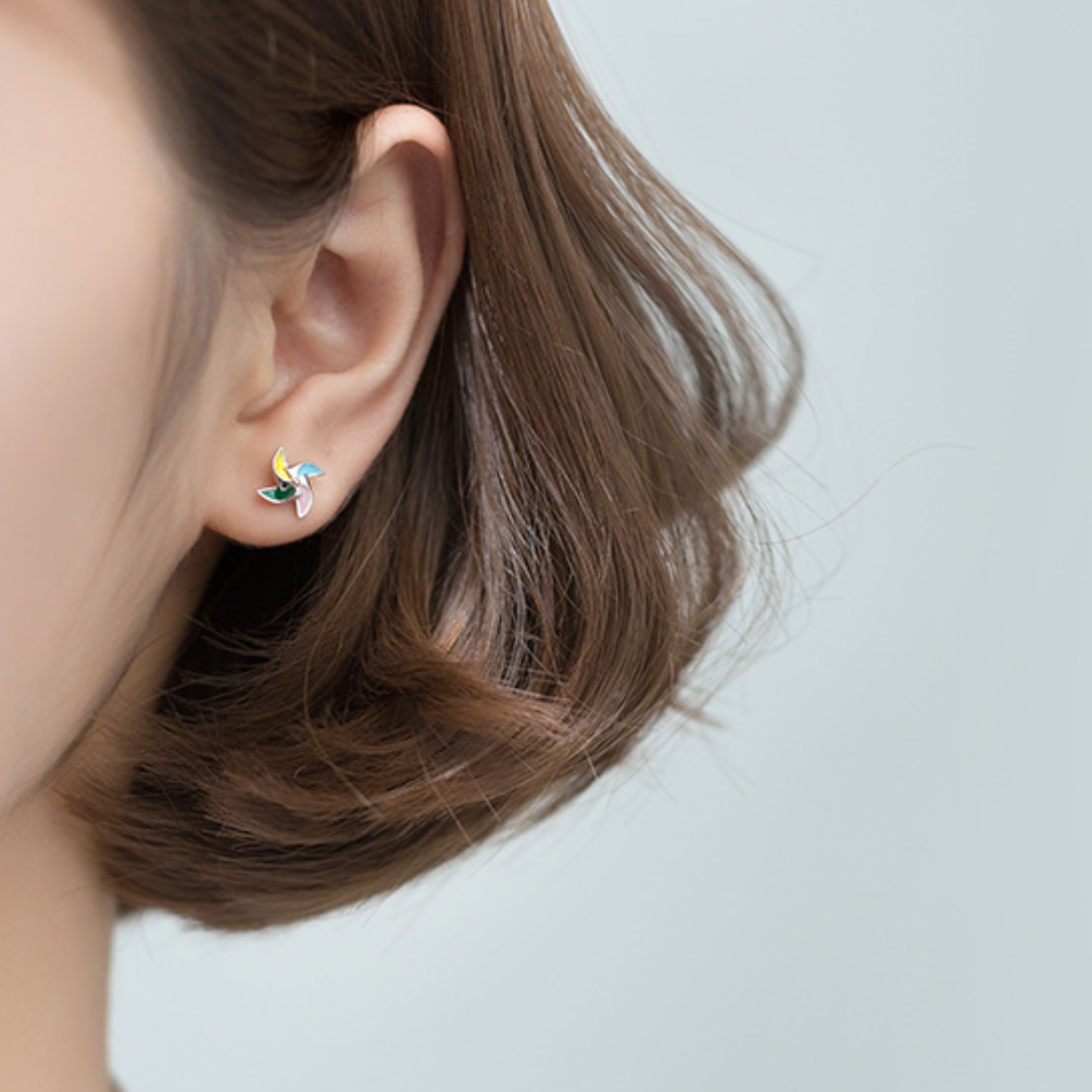 Colourful Pinwheel Stud Earrings