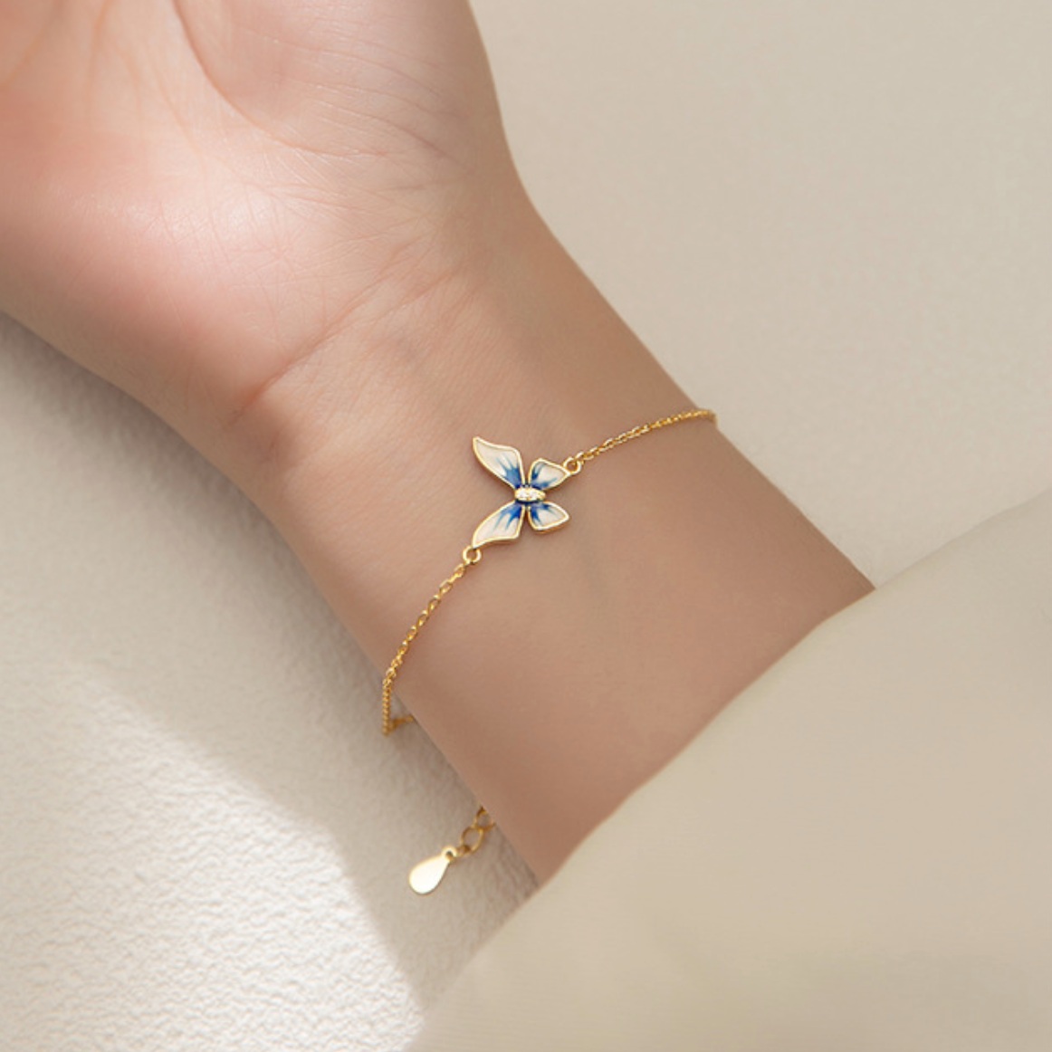 Blue Butterfly Charm Bracelet