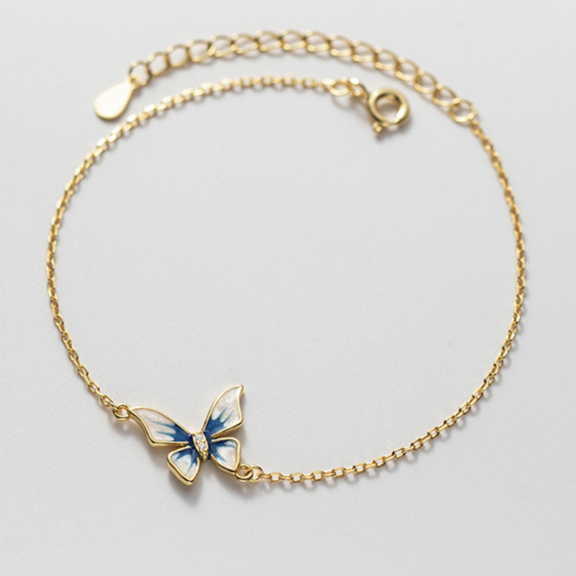Blue Butterfly Charm Bracelet