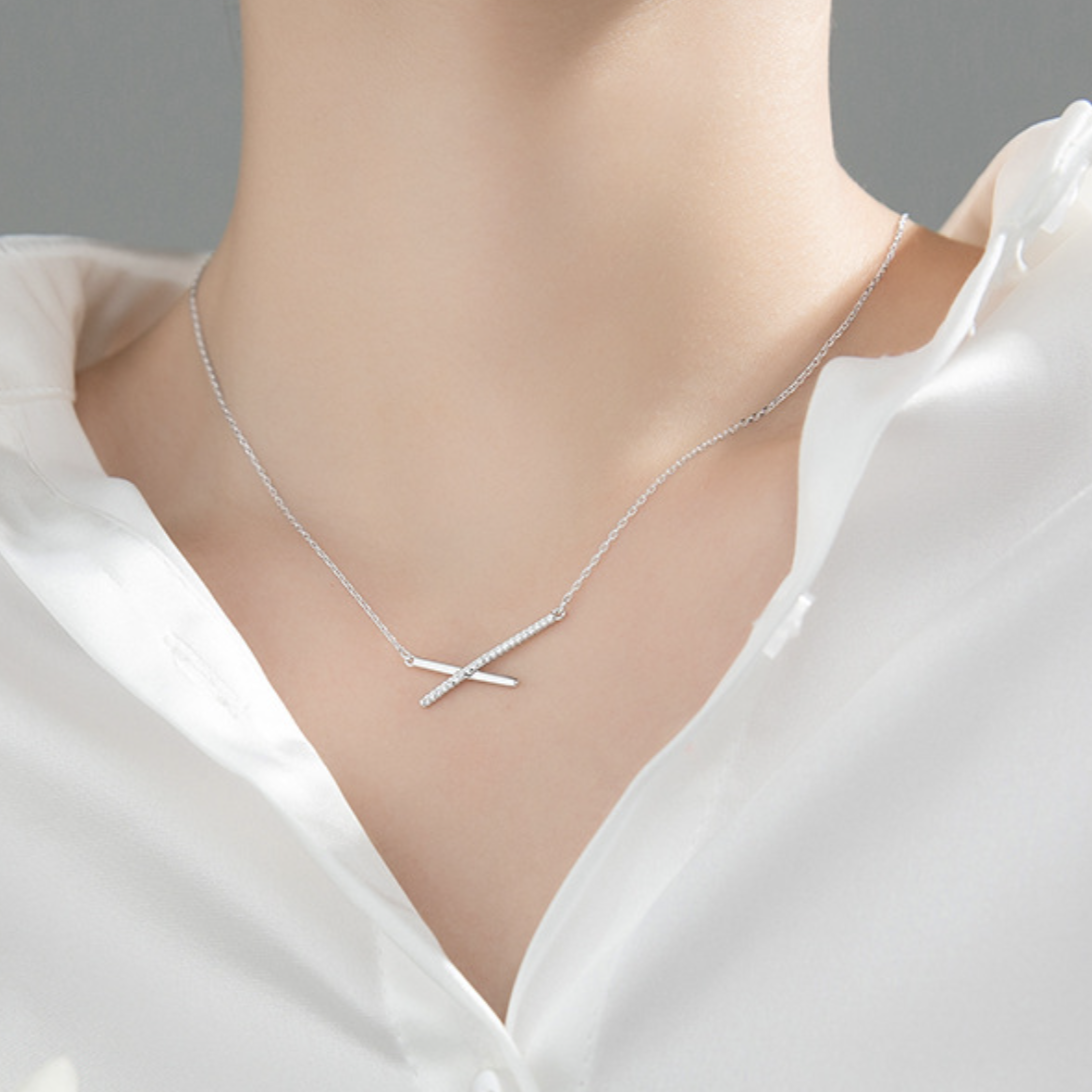 Asymmetrical Cross Pendant Necklace