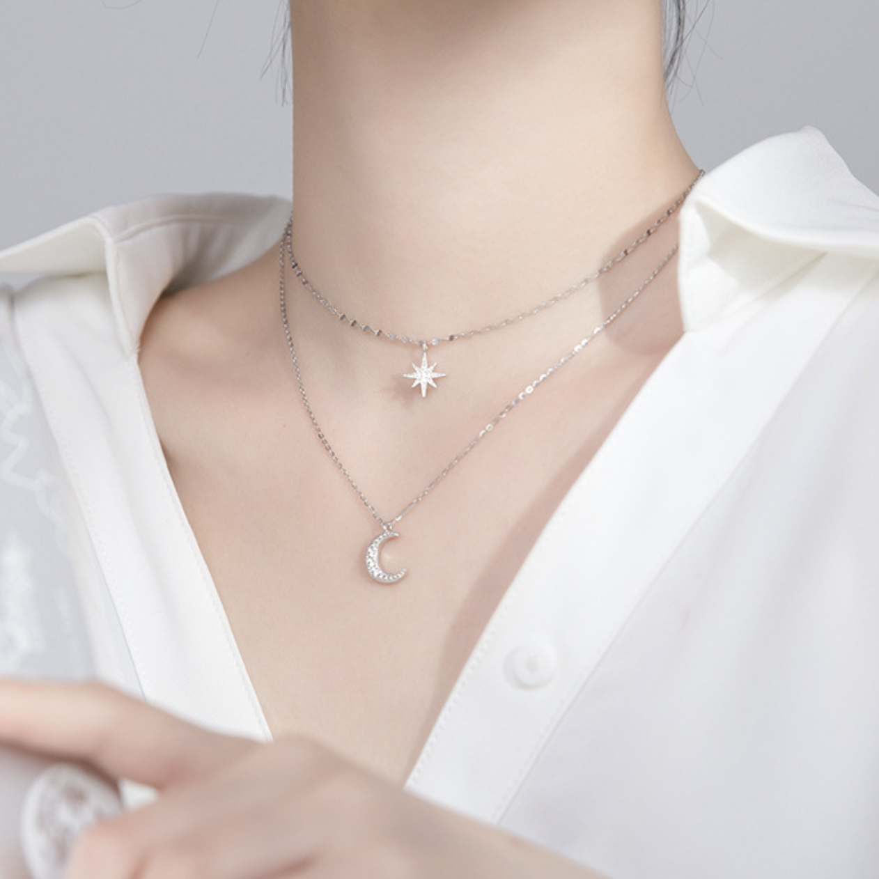 Star and Moon Layered Necklace